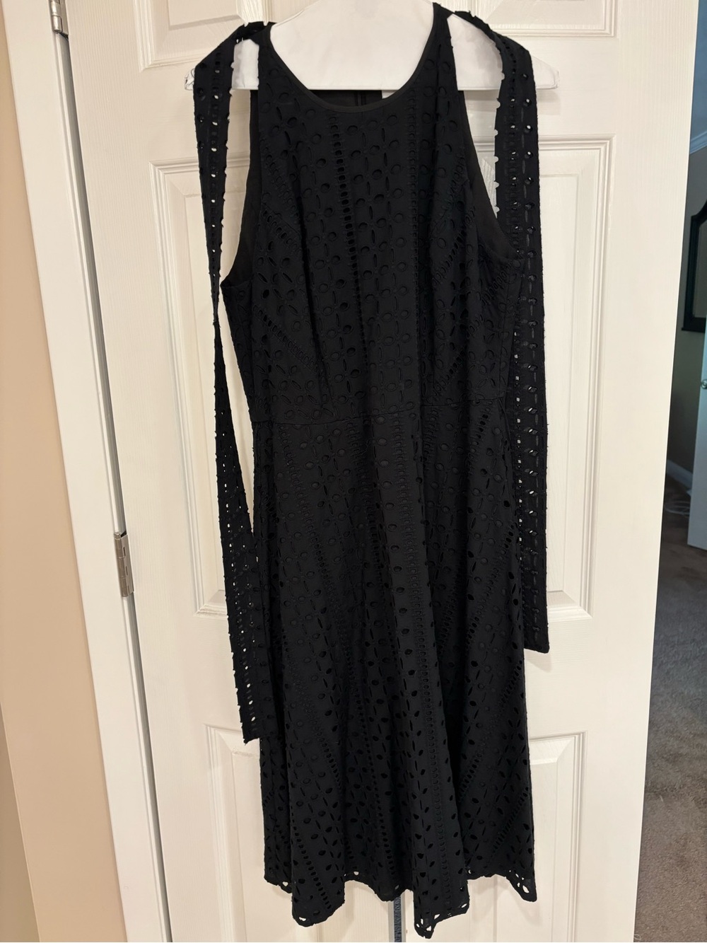 Charles Henry Black Eyelet Sleeveless Dress